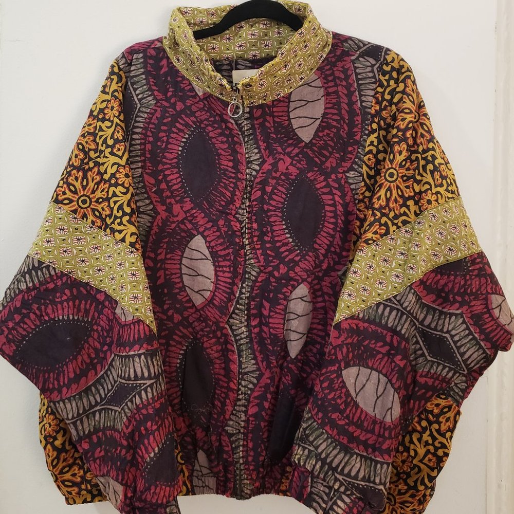Urban Outfitters Iris Mixed Print Zip-Front Jacket